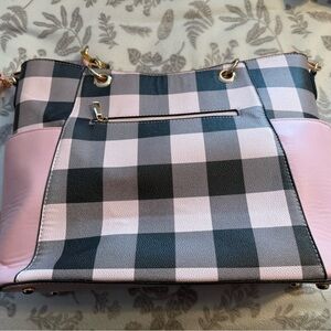 Stylish Pink and Black Checkered Women's Bag By MiaK Collection